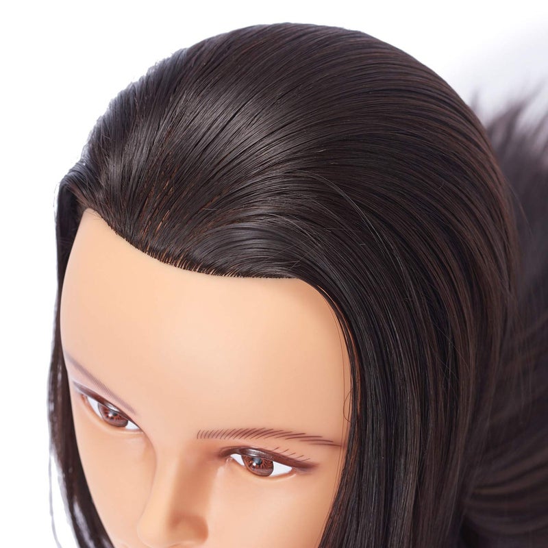 Hairlink 26-28'' Mannequin Head Synthetic Fiber Long Hair Styling Training Head Dolls for Cosmetology Manikin Maniquins Practice Head with Clamp Stand Holder (6611LB0220) - Image 4